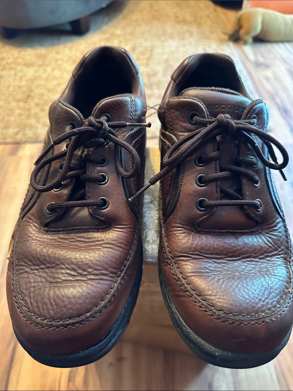 Rockport Men’s Brown Leather Moc Toe Slip-On Style Lace Shoes